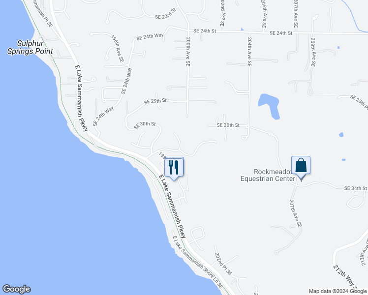 map of restaurants, bars, coffee shops, grocery stores, and more near 19908 Southeast 32nd Street in Issaquah