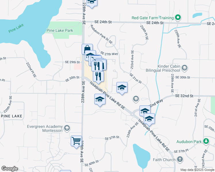 map of restaurants, bars, coffee shops, grocery stores, and more near 3070 230th Lane Southeast in Sammamish