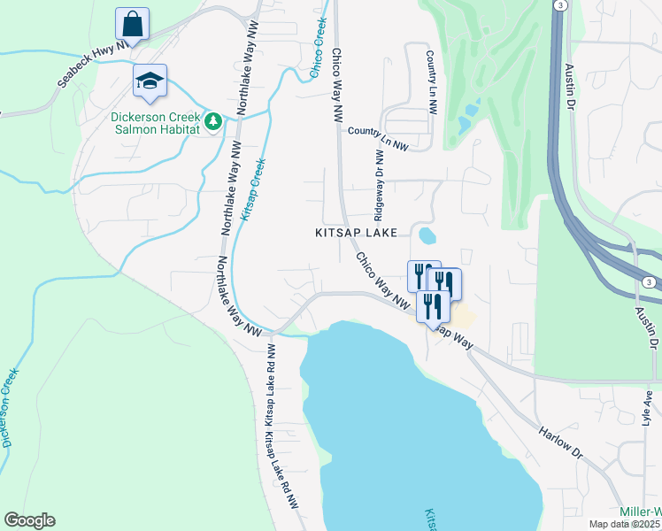 map of restaurants, bars, coffee shops, grocery stores, and more near 1546 Northlake Way Northwest in Bremerton