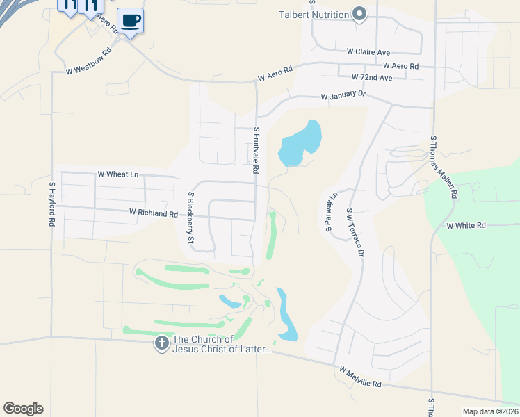map of restaurants, bars, coffee shops, grocery stores, and more near 7827 South Fruitvale Road in Cheney