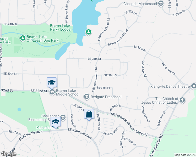 map of restaurants, bars, coffee shops, grocery stores, and more near 25611 Southeast 30th Street in Sammamish