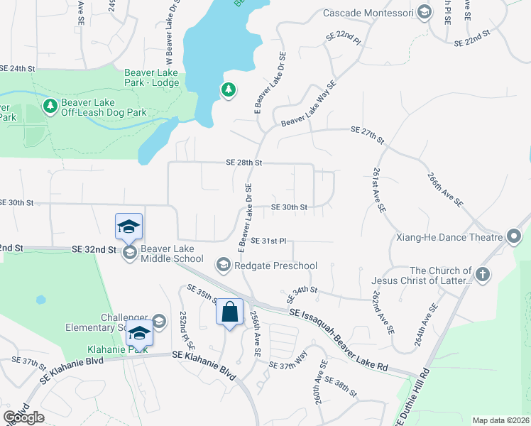 map of restaurants, bars, coffee shops, grocery stores, and more near 25611 Southeast 30th Street in Sammamish
