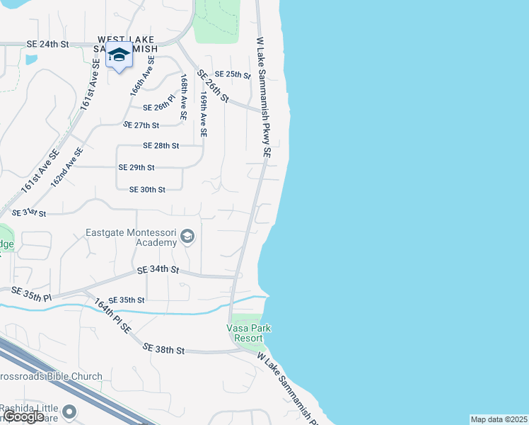 map of restaurants, bars, coffee shops, grocery stores, and more near 3204 West Lake Sammamish Parkway Southeast in Bellevue