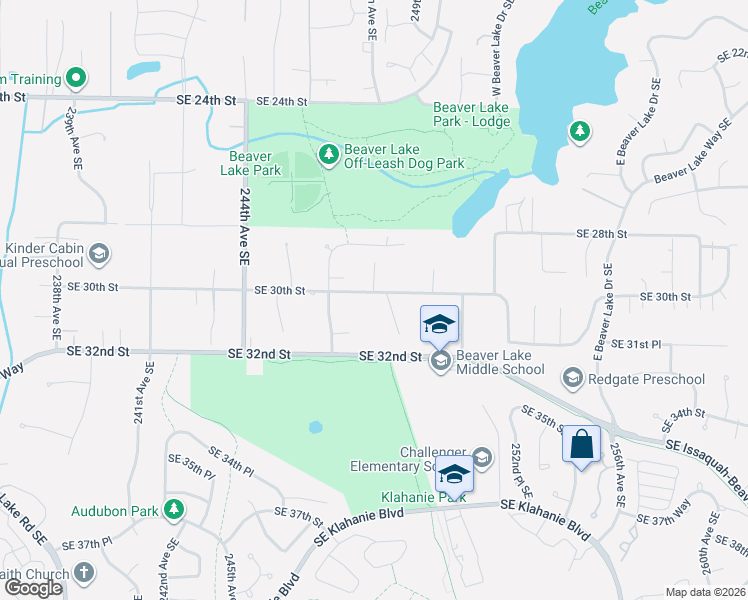 map of restaurants, bars, coffee shops, grocery stores, and more near 24749 Southeast 30th Street in Sammamish