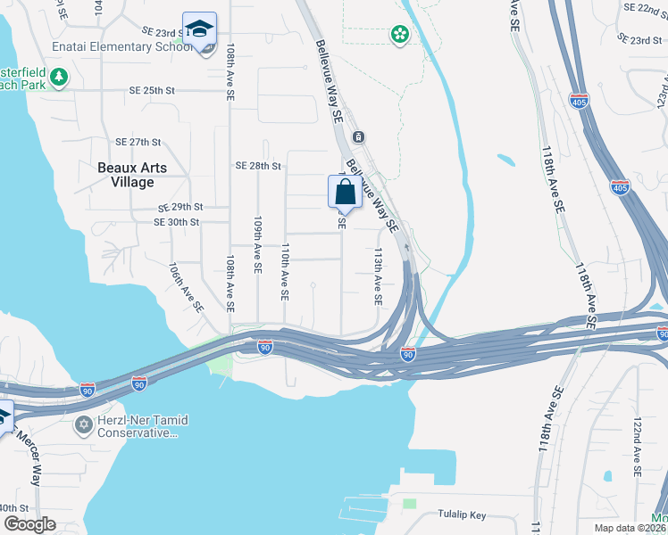 map of restaurants, bars, coffee shops, grocery stores, and more near 11059 Southeast 31st Street in Bellevue