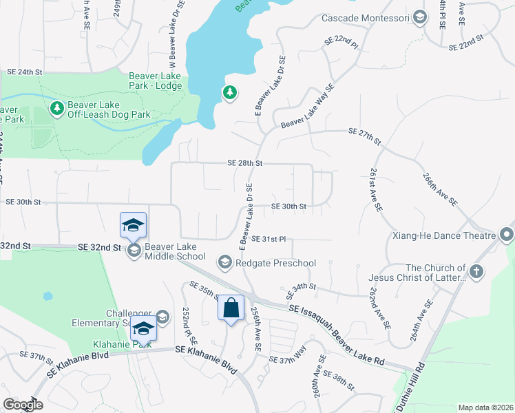 map of restaurants, bars, coffee shops, grocery stores, and more near 25611 Southeast 30th Street in Sammamish