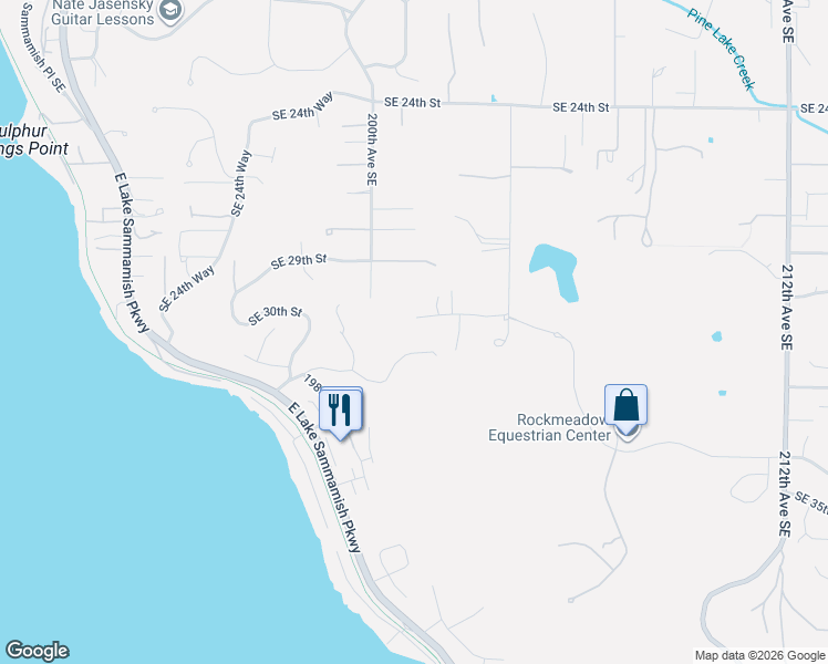 map of restaurants, bars, coffee shops, grocery stores, and more near 20113 Southeast 30th Street in Sammamish