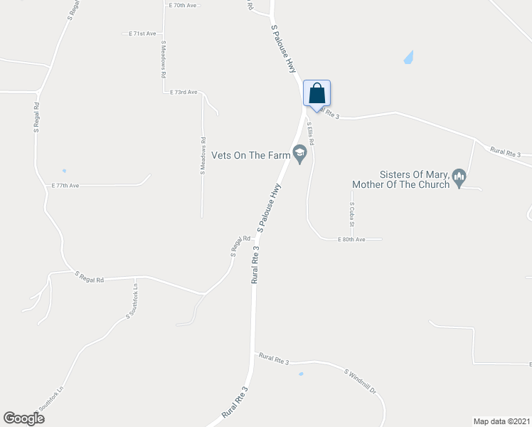 map of restaurants, bars, coffee shops, grocery stores, and more near 7501 South Palouse Highway in Spokane