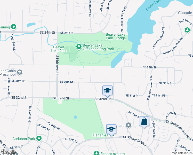 map of restaurants, bars, coffee shops, grocery stores, and more near 24926 Southeast 30th Street in Issaquah