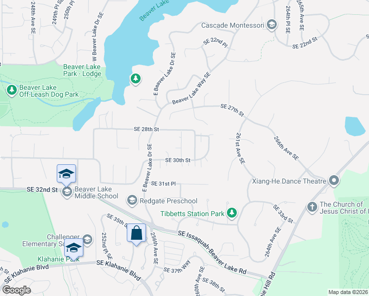 map of restaurants, bars, coffee shops, grocery stores, and more near 2906 257th Place Southeast in Sammamish