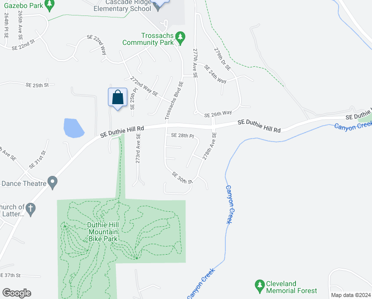map of restaurants, bars, coffee shops, grocery stores, and more near 27549 Southeast 28th Court in Sammamish