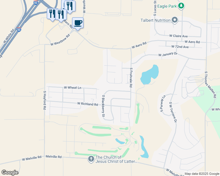 map of restaurants, bars, coffee shops, grocery stores, and more near 7704 South Blackberry Street in Cheney