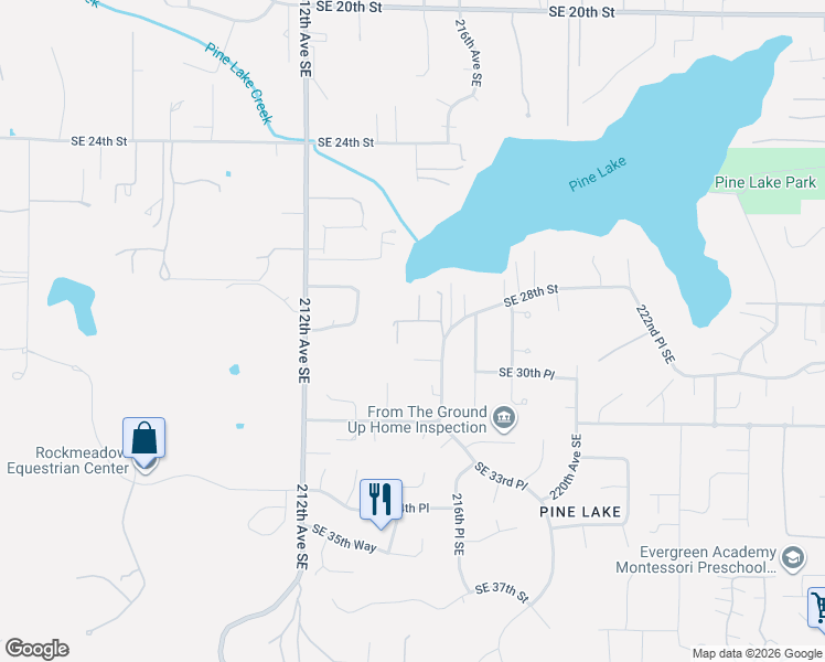 map of restaurants, bars, coffee shops, grocery stores, and more near 21553 Southeast 28th Lane in Issaquah