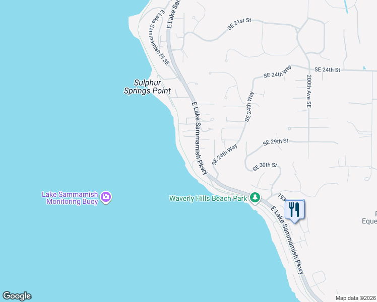 map of restaurants, bars, coffee shops, grocery stores, and more near 2811 East Lake Sammamish Parkway Southeast in Sammamish