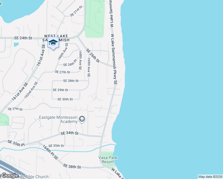 map of restaurants, bars, coffee shops, grocery stores, and more near 17120 Southeast 29th Place in Bellevue