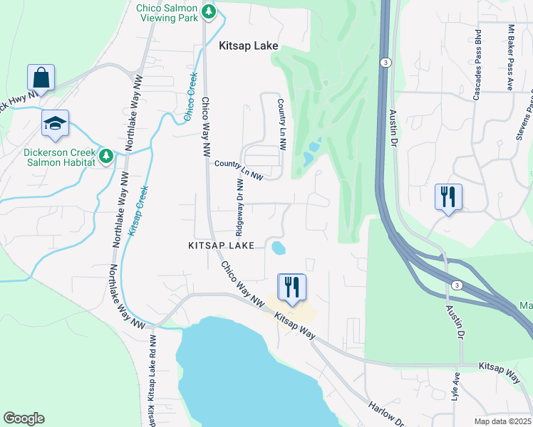 map of restaurants, bars, coffee shops, grocery stores, and more near 4079 Ridgeway Place in Bremerton