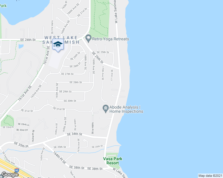 map of restaurants, bars, coffee shops, grocery stores, and more near 2829 West Lake Sammamish Parkway Southeast in Bellevue