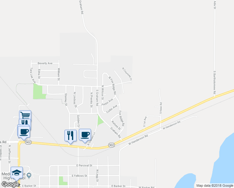 map of restaurants, bars, coffee shops, grocery stores, and more near 1020 Fox Ridge Road in Medical Lake