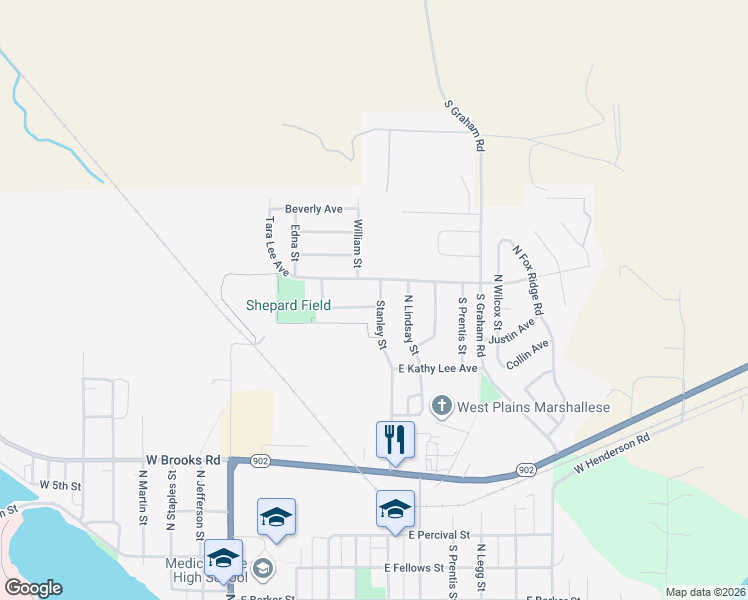 map of restaurants, bars, coffee shops, grocery stores, and more near 1023 Stanley Street in Medical Lake