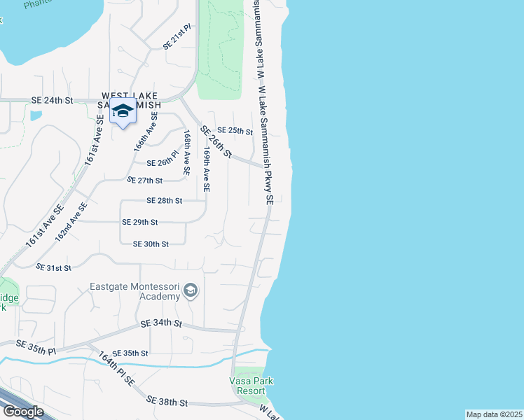 map of restaurants, bars, coffee shops, grocery stores, and more near 2829 West Lake Sammamish Parkway Southeast in Bellevue
