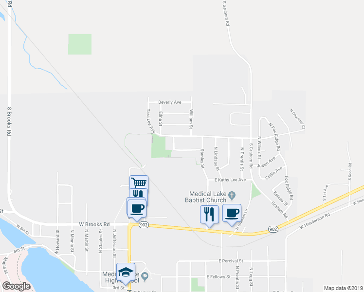 map of restaurants, bars, coffee shops, grocery stores, and more near 425 East Norma Lee Avenue in Medical Lake