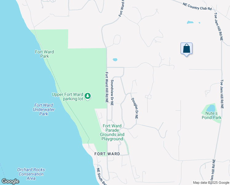 map of restaurants, bars, coffee shops, grocery stores, and more near 2333 Soundview Drive Northeast in Bainbridge Island