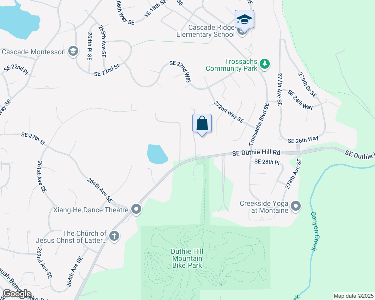 map of restaurants, bars, coffee shops, grocery stores, and more near 2641 271st Avenue Southeast in Issaquah