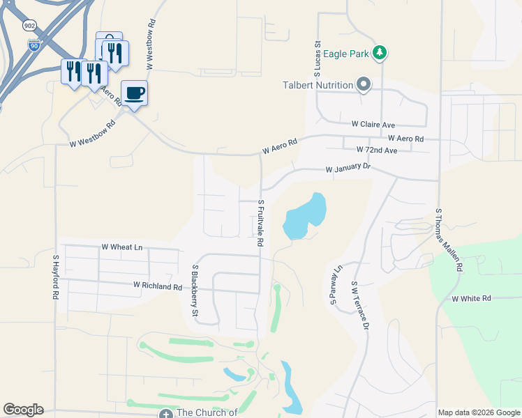 map of restaurants, bars, coffee shops, grocery stores, and more near 7514 South Fruitvale Road in Cheney