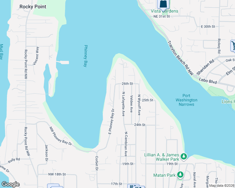 map of restaurants, bars, coffee shops, grocery stores, and more near 2508 Baymont Place in Bremerton