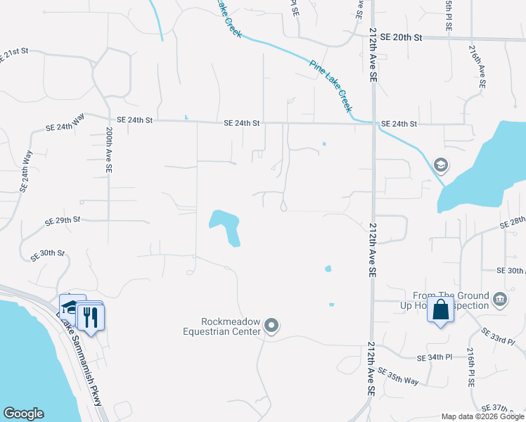 map of restaurants, bars, coffee shops, grocery stores, and more near 2609 208th Avenue Southeast in Sammamish