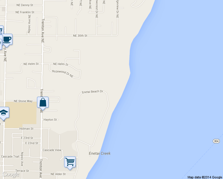 map of restaurants, bars, coffee shops, grocery stores, and more near 2508 Enetai Beach Drive in Bremerton