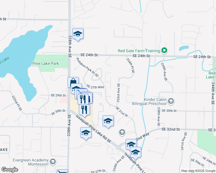 map of restaurants, bars, coffee shops, grocery stores, and more near 2711 232nd Place Southeast in Sammamish