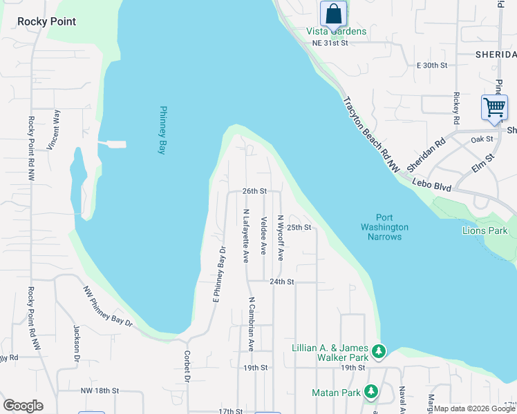 map of restaurants, bars, coffee shops, grocery stores, and more near 2509 Veldee Avenue in Bremerton