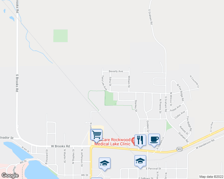 map of restaurants, bars, coffee shops, grocery stores, and more near 321 East Tara Lee Avenue in Medical Lake