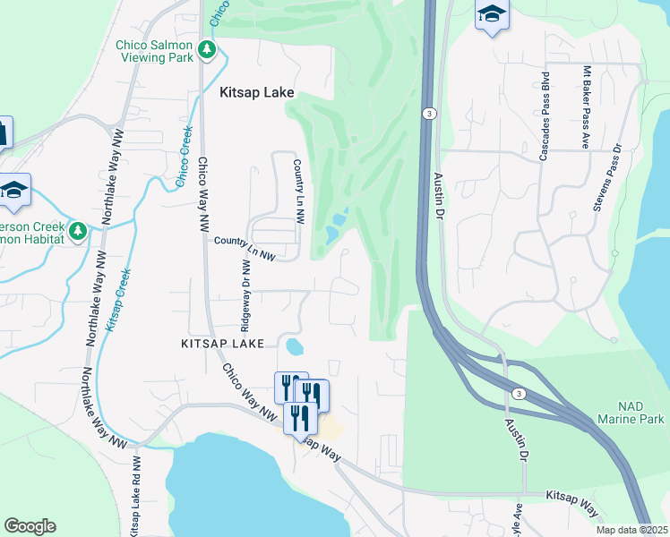 map of restaurants, bars, coffee shops, grocery stores, and more near 2423 Greenhaven Place Northwest in Bremerton