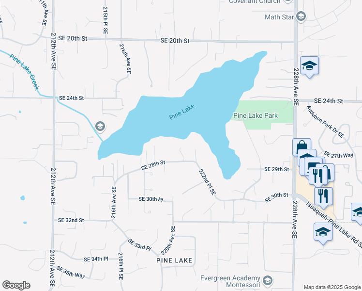 map of restaurants, bars, coffee shops, grocery stores, and more near 22004 Southeast 28th Street in Sammamish