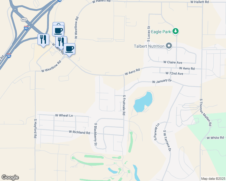 map of restaurants, bars, coffee shops, grocery stores, and more near 7420 Dana Street in Cheney