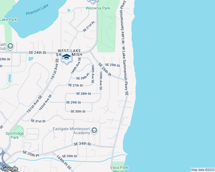 map of restaurants, bars, coffee shops, grocery stores, and more near 2635 170th Avenue Southeast in Bellevue