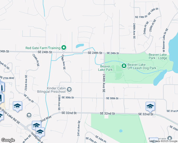 map of restaurants, bars, coffee shops, grocery stores, and more near 24152 Southeast 26th Place in Sammamish