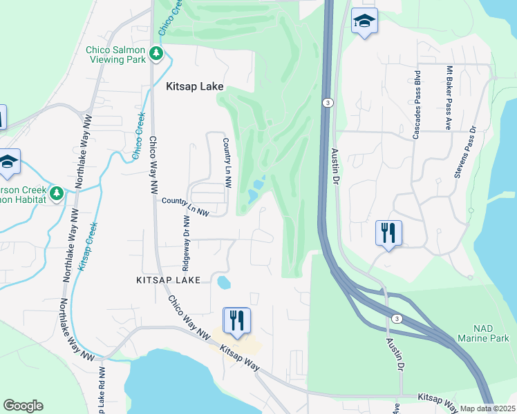 map of restaurants, bars, coffee shops, grocery stores, and more near 2423 Greenhaven Place Northwest in Bremerton