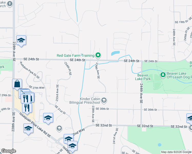 map of restaurants, bars, coffee shops, grocery stores, and more near 2519 239th Avenue Southeast in Sammamish