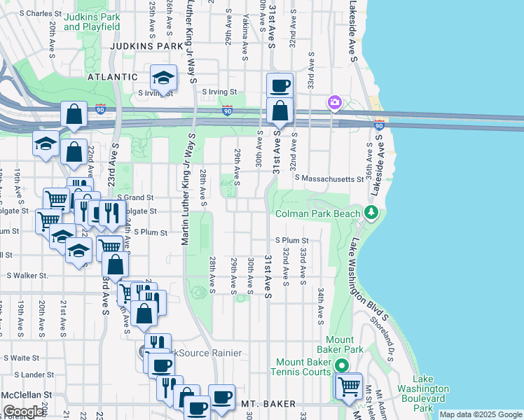 map of restaurants, bars, coffee shops, grocery stores, and more near 1911 31st Avenue South in Seattle