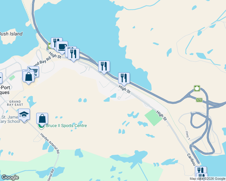 map of restaurants, bars, coffee shops, grocery stores, and more near 5 Short's Lane in Channel-Port aux Basques