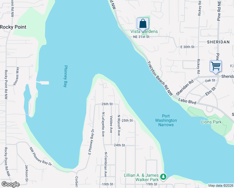 map of restaurants, bars, coffee shops, grocery stores, and more near 2602 North Wycoff Avenue in Bremerton