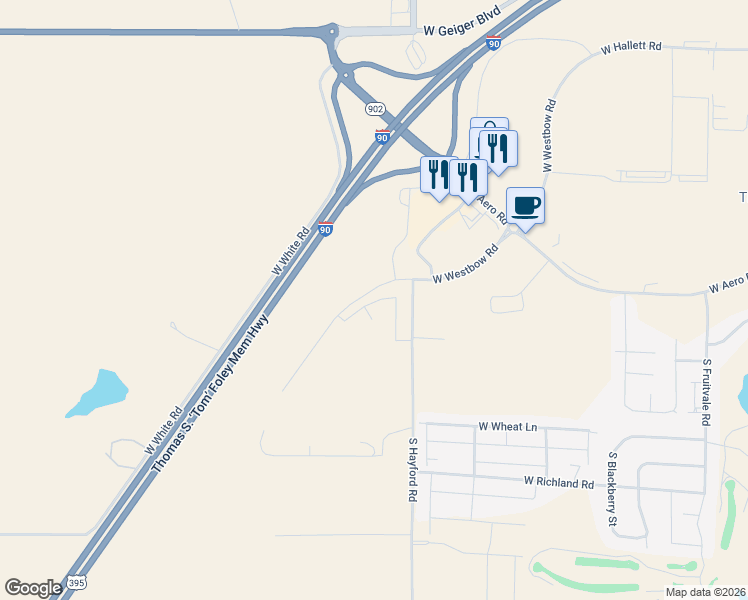 map of restaurants, bars, coffee shops, grocery stores, and more near 11000-11020 West Westbow Road in Spokane