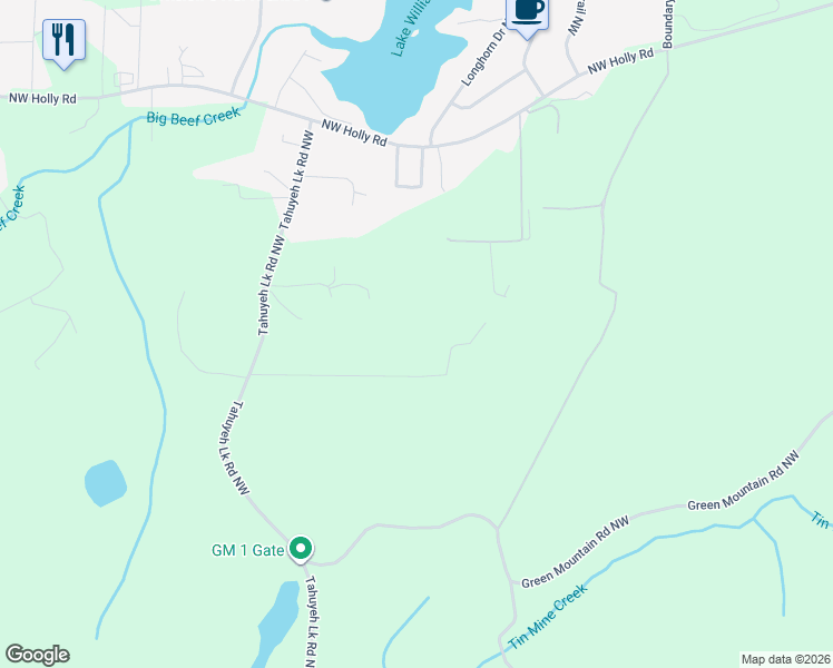 map of restaurants, bars, coffee shops, grocery stores, and more near 13873 Jungle Court Northwest in Bremerton