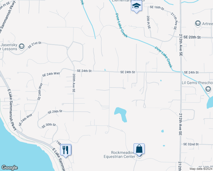 map of restaurants, bars, coffee shops, grocery stores, and more near 20322 Southeast 26th Street in Sammamish