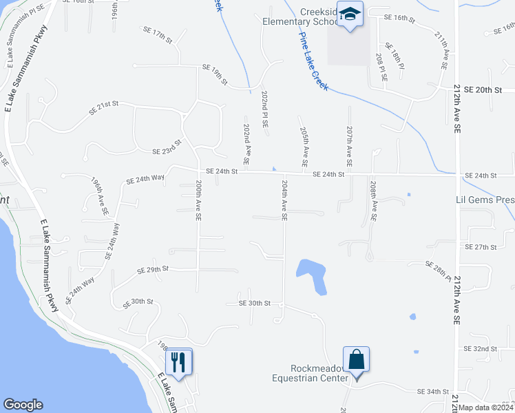 map of restaurants, bars, coffee shops, grocery stores, and more near 20224 Southeast 26th Street in Issaquah