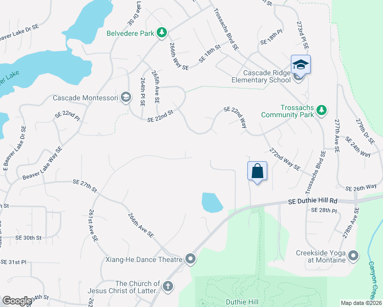 map of restaurants, bars, coffee shops, grocery stores, and more near 2438 267th Court Southeast in Sammamish