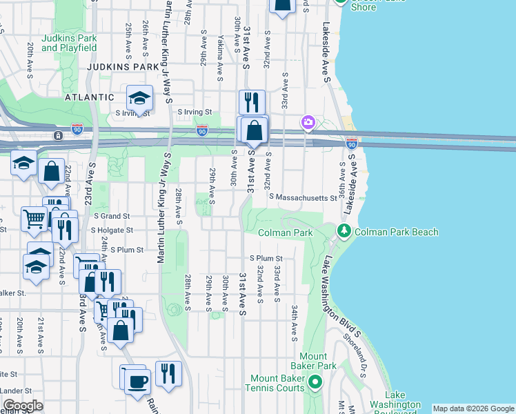 map of restaurants, bars, coffee shops, grocery stores, and more near in Seattle